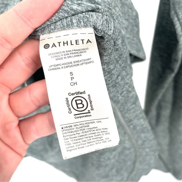 ATHLETA Uptempo Marled Green Stretch Pullover Long Sleeve Hoodie Sweatshirt Top - Picture 9 of 9